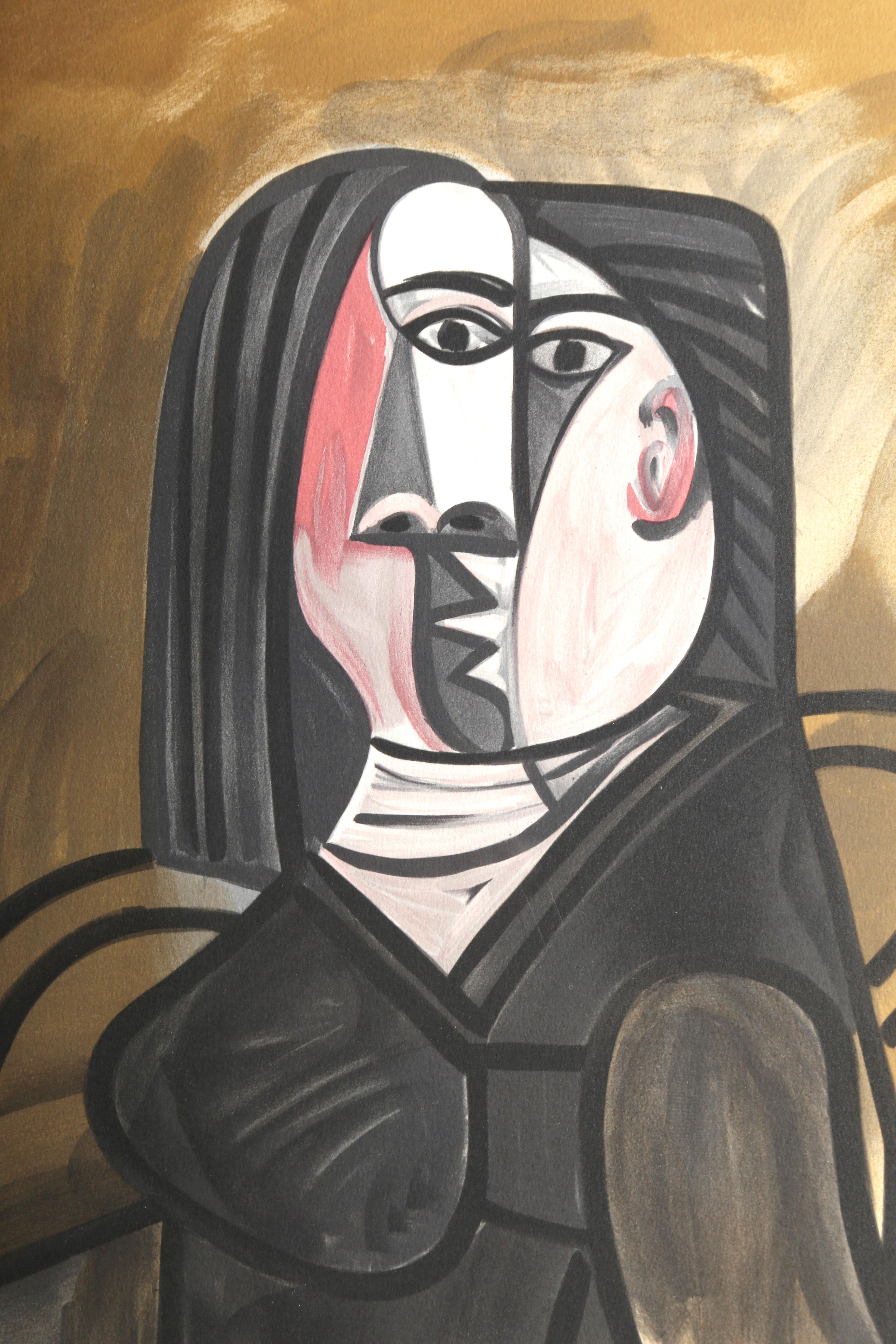 Femme Assise dans un Fauteuil, Cubist Lithograph by Pablo Picasso For Sale 1
