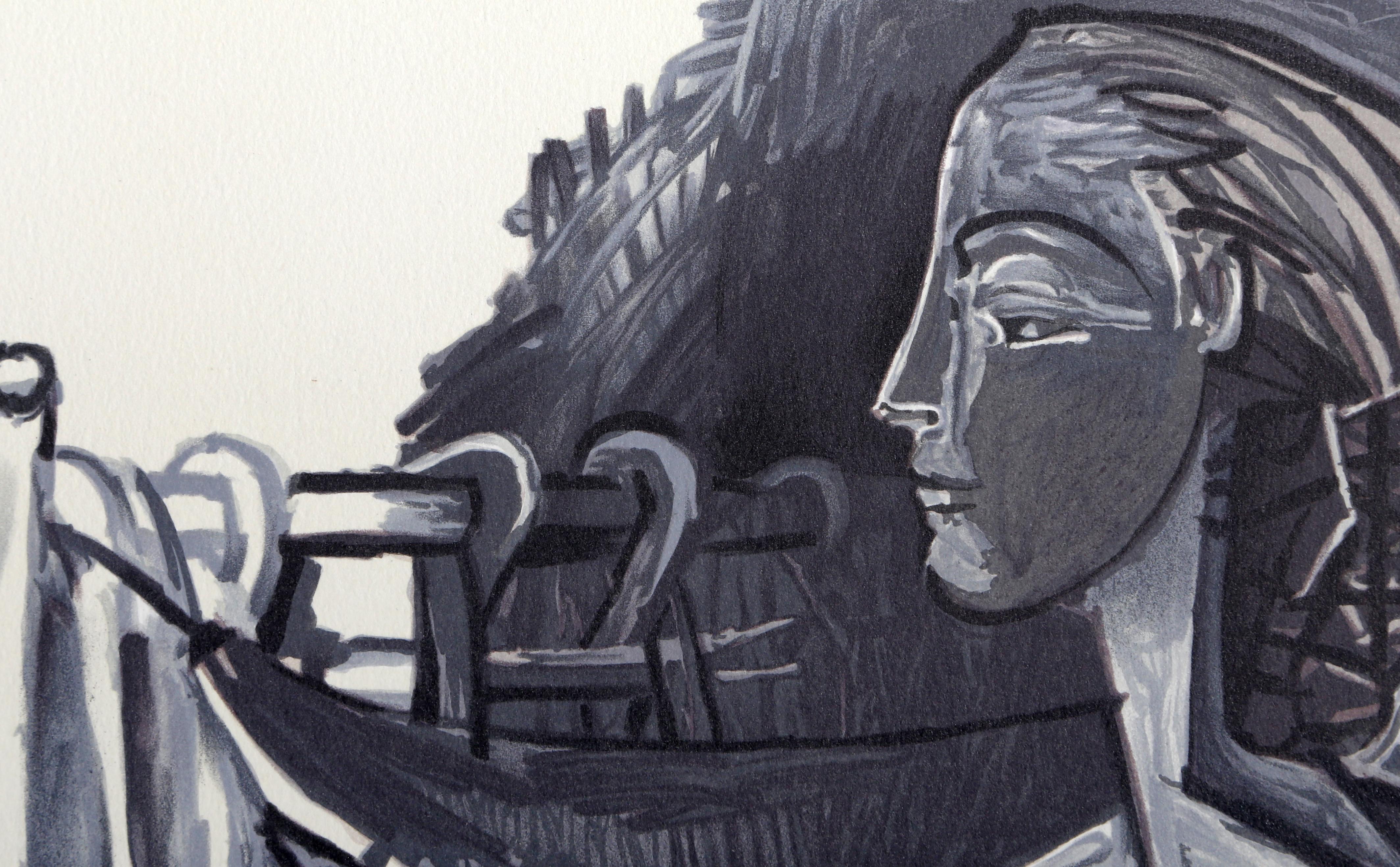 Femme Assise dans un Fauteuil Tresse - Cubist Print by Pablo Picasso