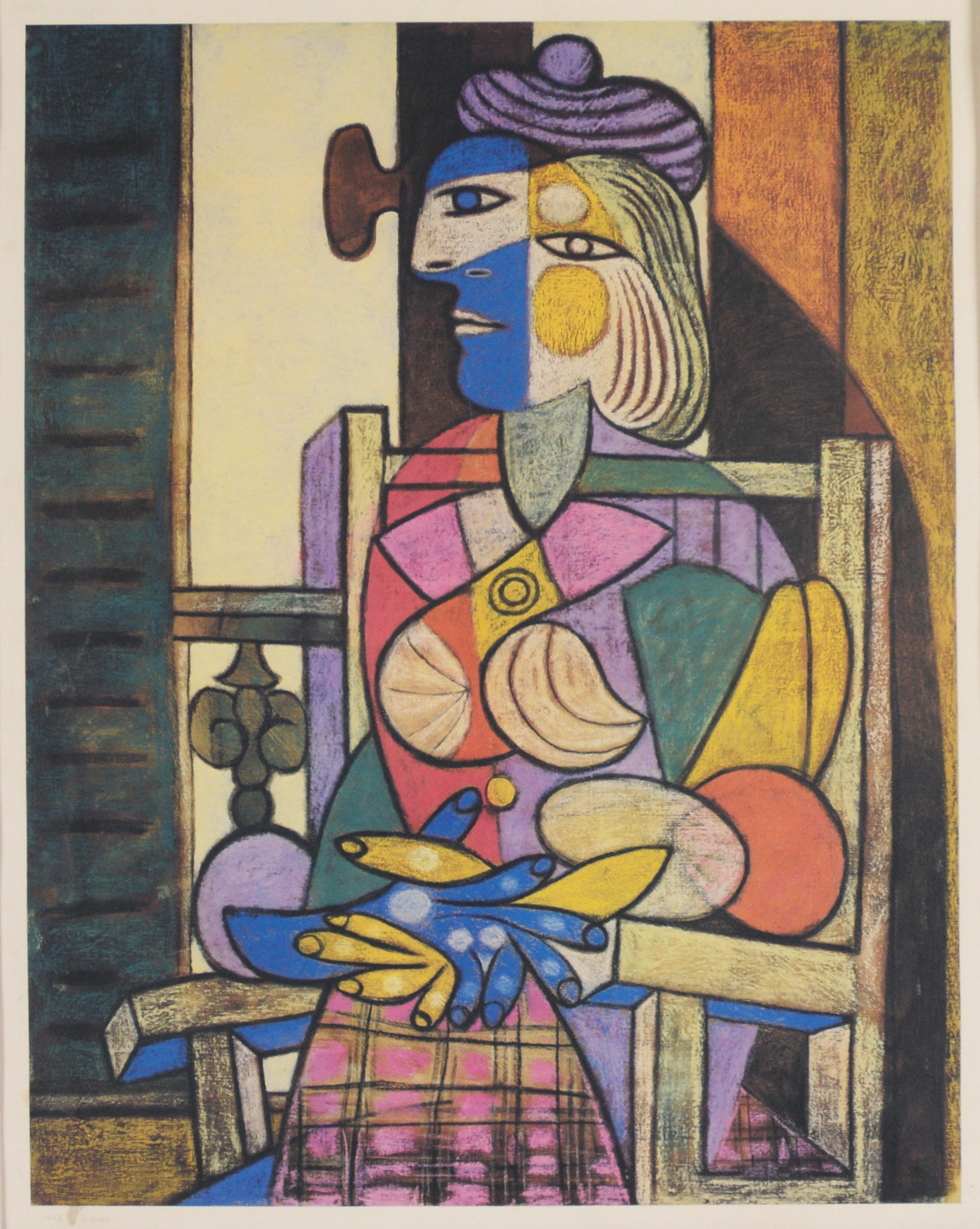 « Femme Assise Devant sa Fenetre » - Lithographie sur papier Arches - Cubisme Print par Pablo Picasso