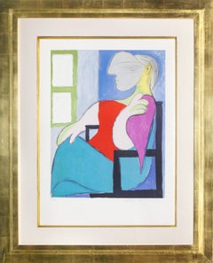Femme Assise Pres d'Une Fenetre (Marie-Therese Walter), Lithographie von Picasso