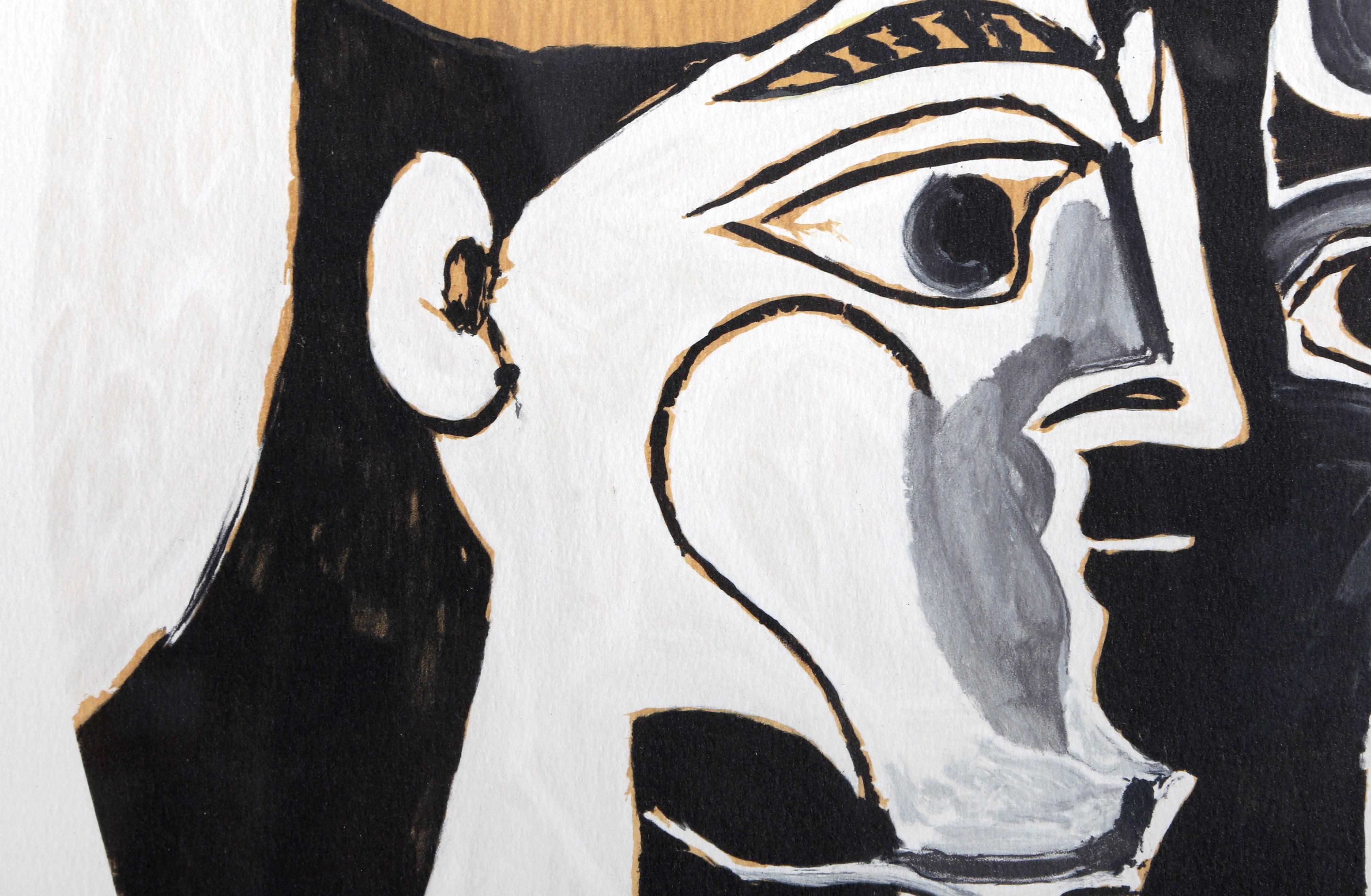 Femme au Chapeau, Cubist Lithograph by Pablo Picasso For Sale 1