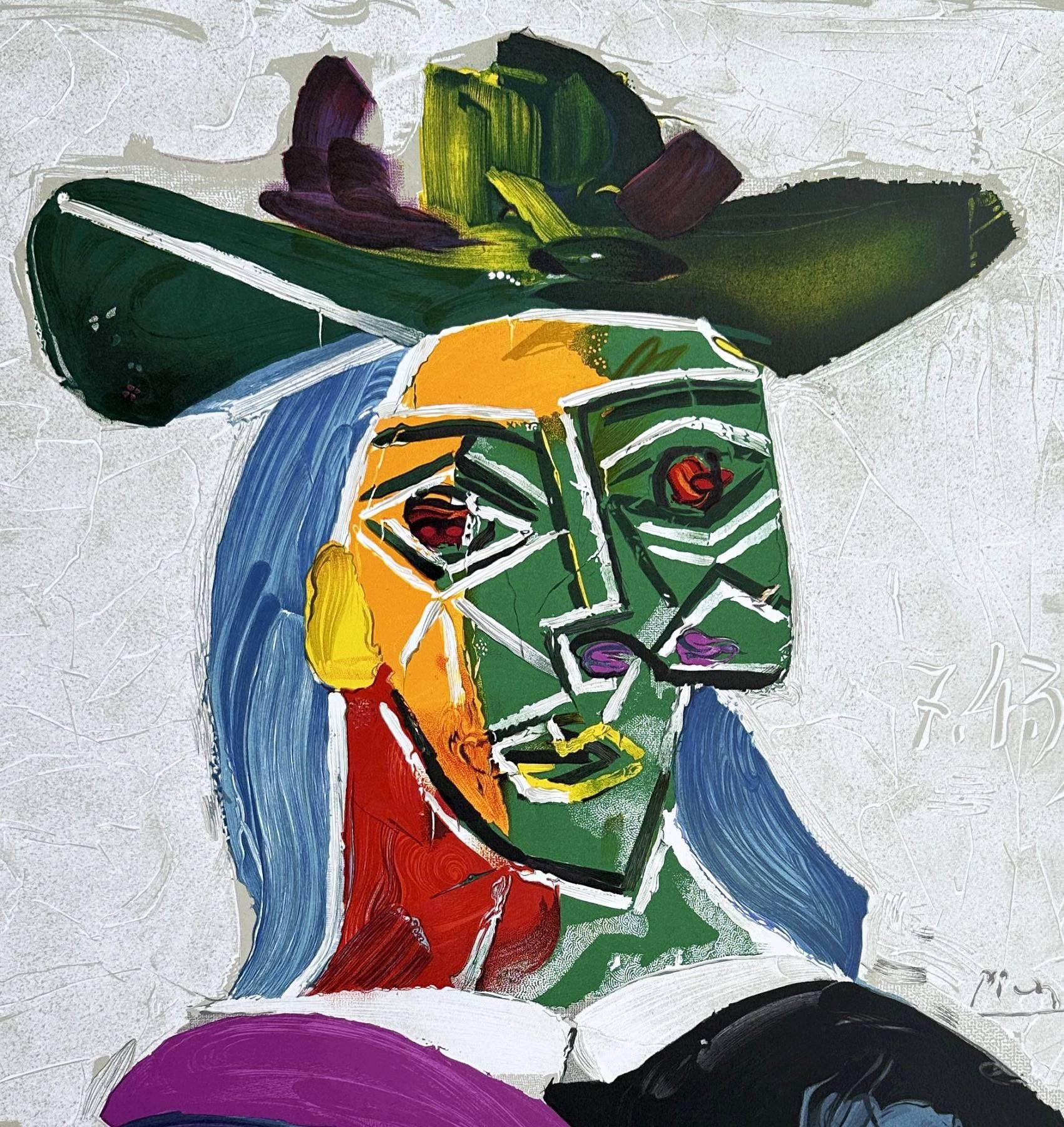 Femme au chapeau (Dora Maar) - Gray Figurative Print by Pablo Picasso