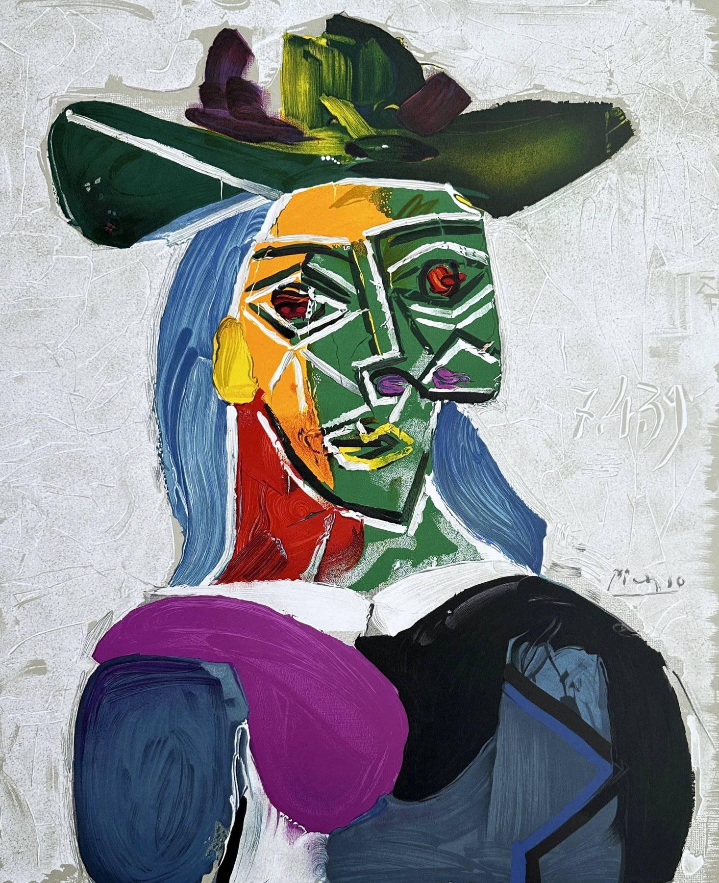 Pablo Picasso (1881-1973) - Femme au chapeau (Dora Maar)

Lithograph from 1956.

Dated ‘7.4.39’ in the plate and inscribed with the name H. Deschamps, the master lithographer chosen by Picasso at the Mourlot workshop..

Dimensions of work: 68 x 55