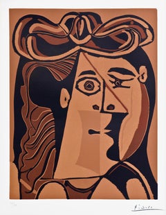 Vintage Femme au Chapeau - Linocut by Pablo Picasso - 1962