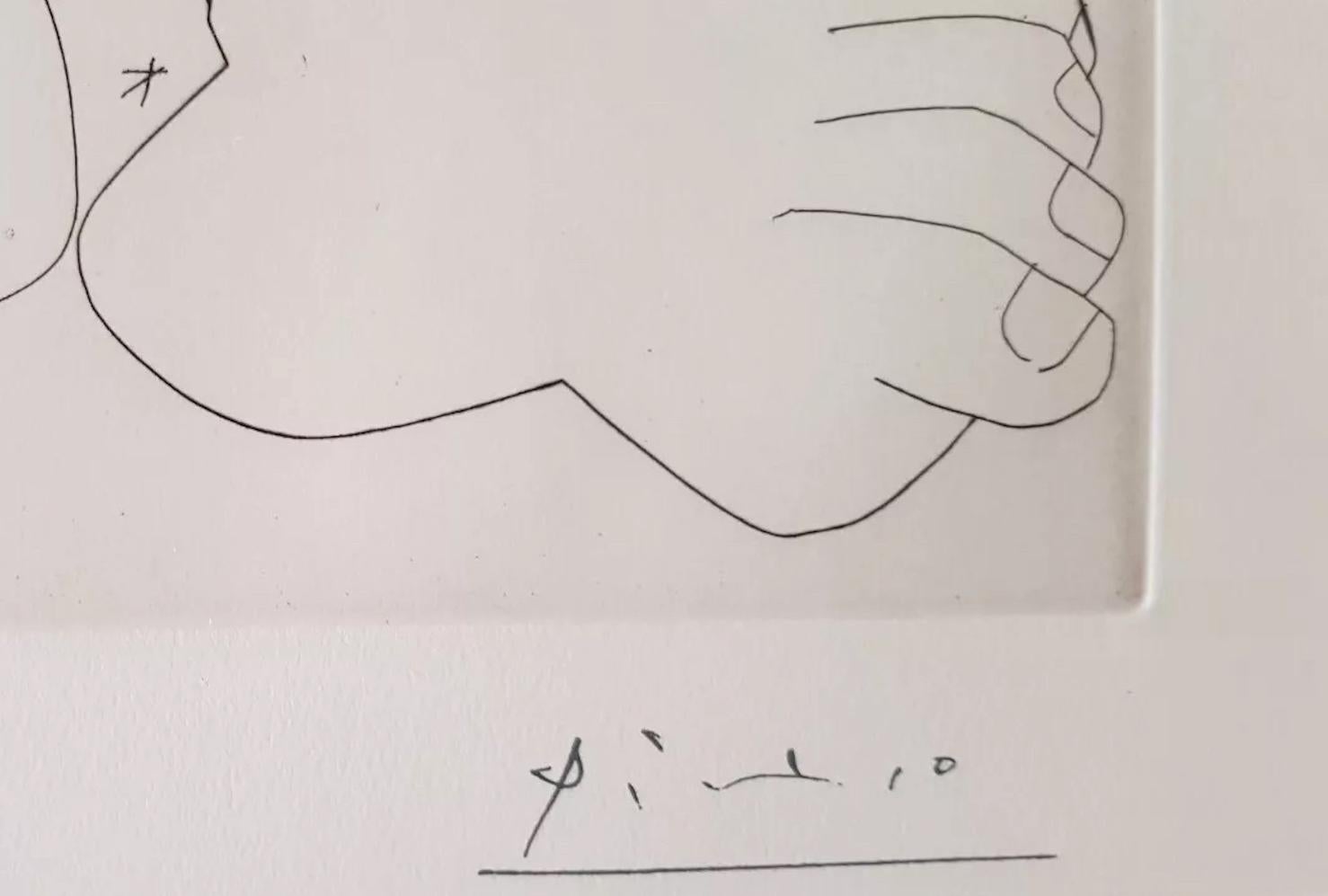 Femme au grand nez, en raccourci, sur un lit - Pablo Picasso, Moderne Kunst, Akt, Femme au grand nez im Angebot 3