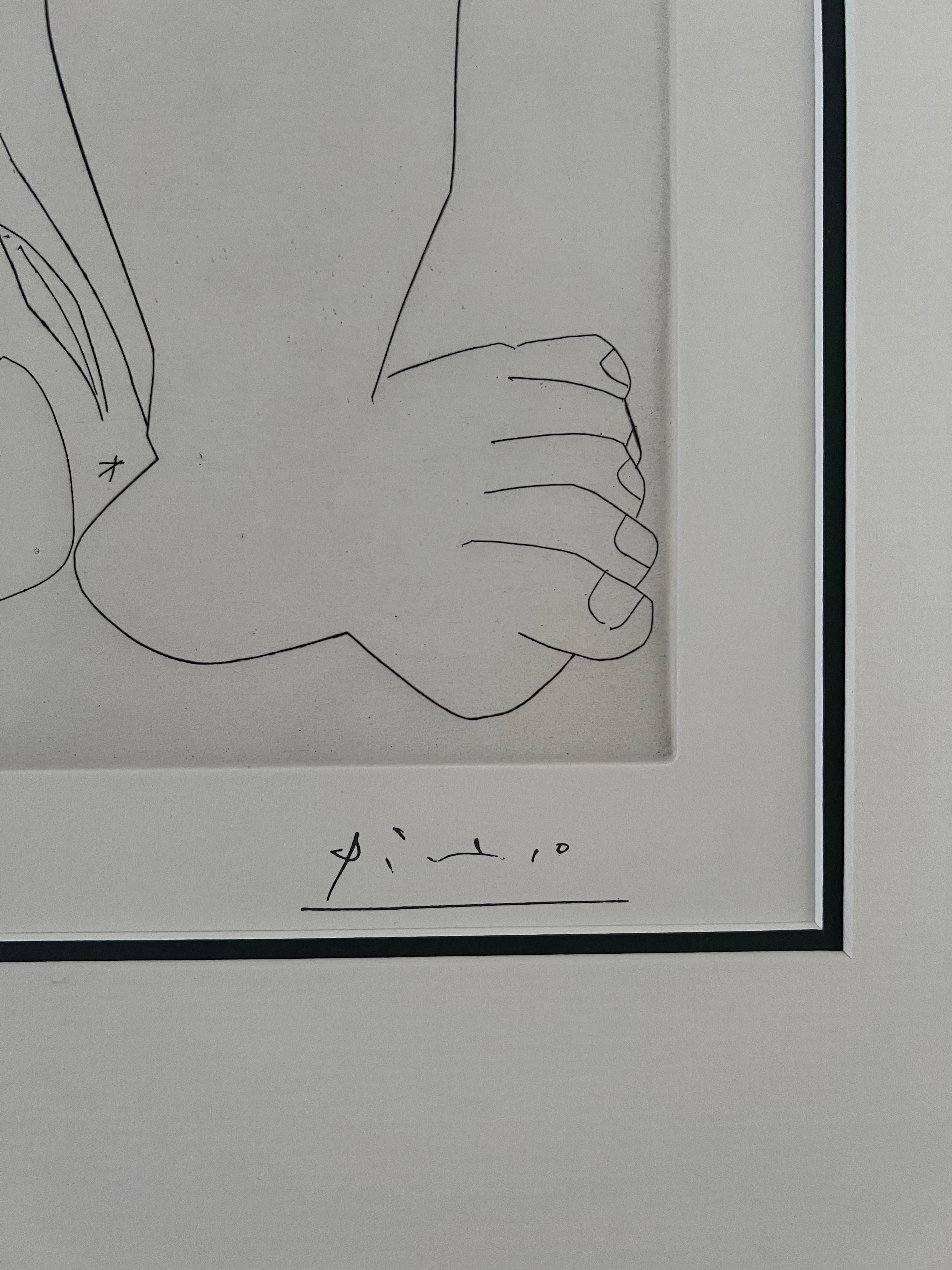 Femme au grand nez, en raccourci, sur un lit - Pablo Picasso, Moderne Kunst, Akt, Femme au grand nez im Angebot 7