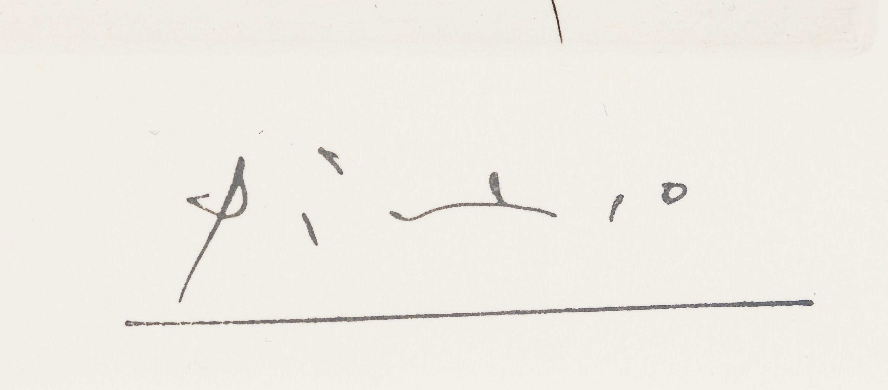 - signé en bas à droite
- numéroté 15/50 
- daté dans la plaque du 29.3.71
- de la Suite 156
- publié par la Galerie Louise Leiris, Paris, 1978
- cat.raisonné Bloch 1964
- cat.raisonné Baer 1973