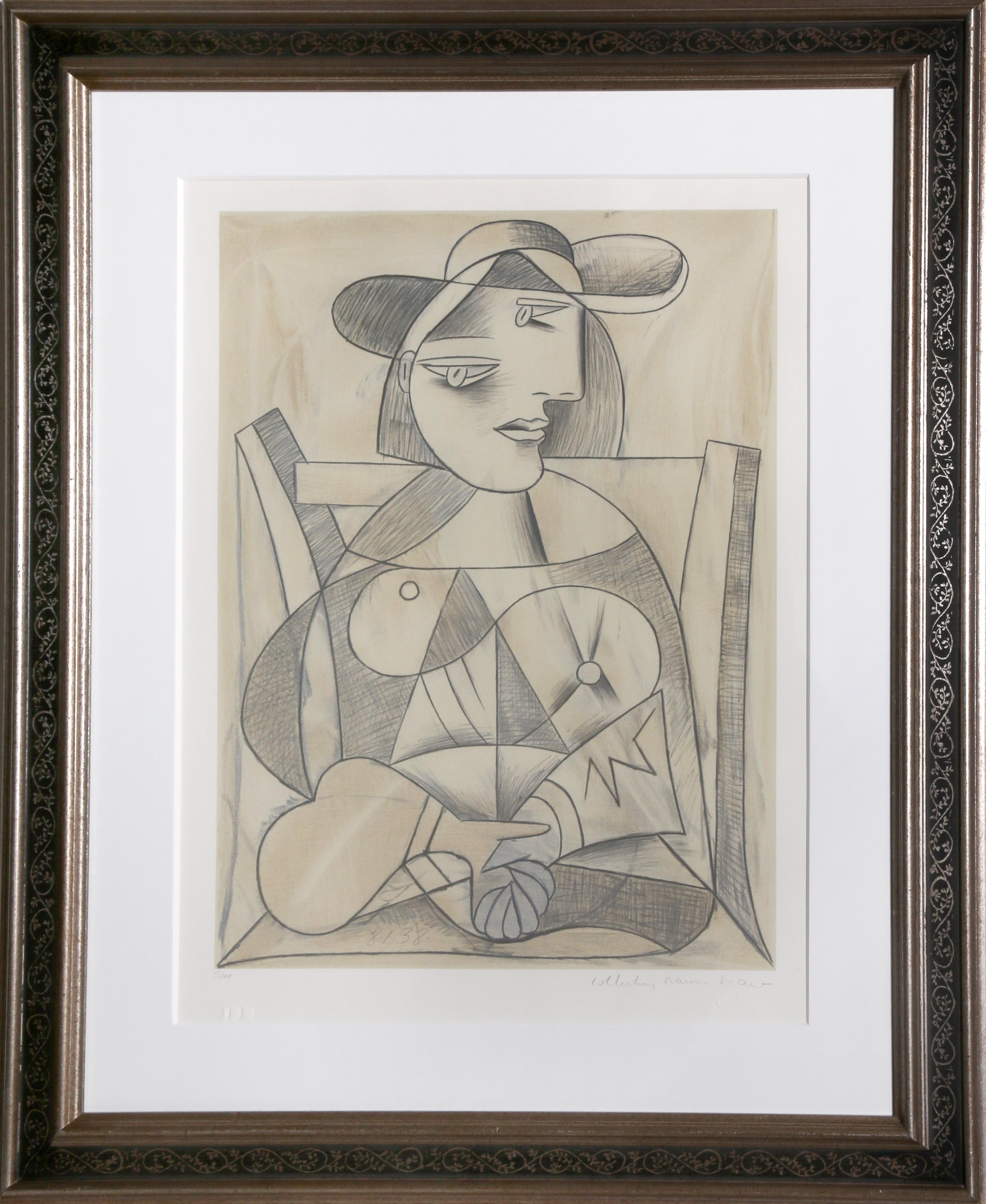 A lithograph from the Marina Picasso Estate Collection after the Pablo Picasso painting "Femme aux Mains Jointes (Marie-Therese Walter)
".  The original painting was completed in 1938. In the 1970's after Picasso's death, Marina Picasso, his