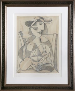 Femme aux Mains Jointes, kubistische Lithographie von Pablo Picasso