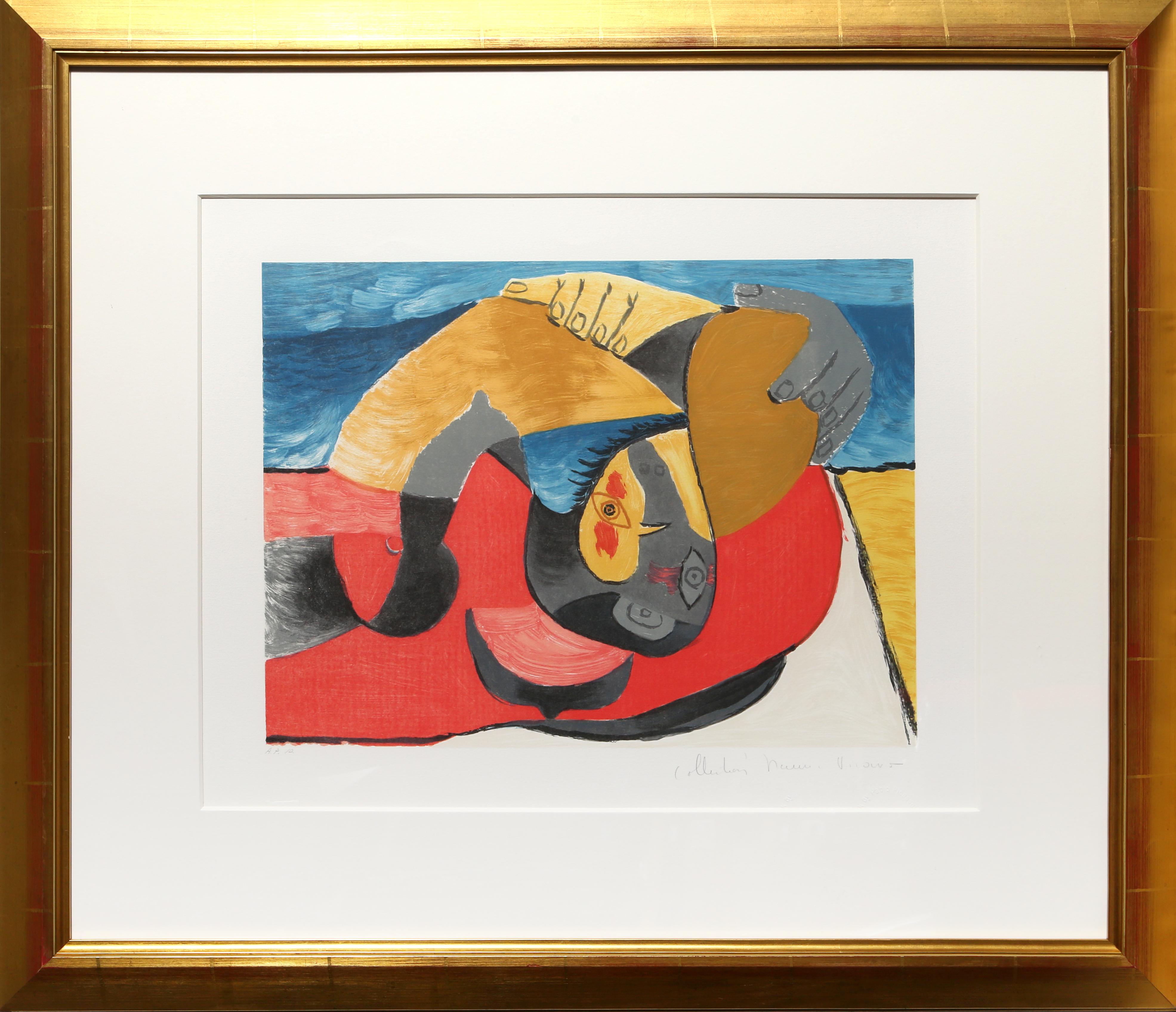 Lithographie de la Collection S de Marina Picasso d'après le tableau de Pablo Picasso "Femme Couchée".  La peinture originale a été achevée en 1942. Dans les années 1970, après la mort de Picasso, Marina Picasso, sa petite-fille, a autorisé la