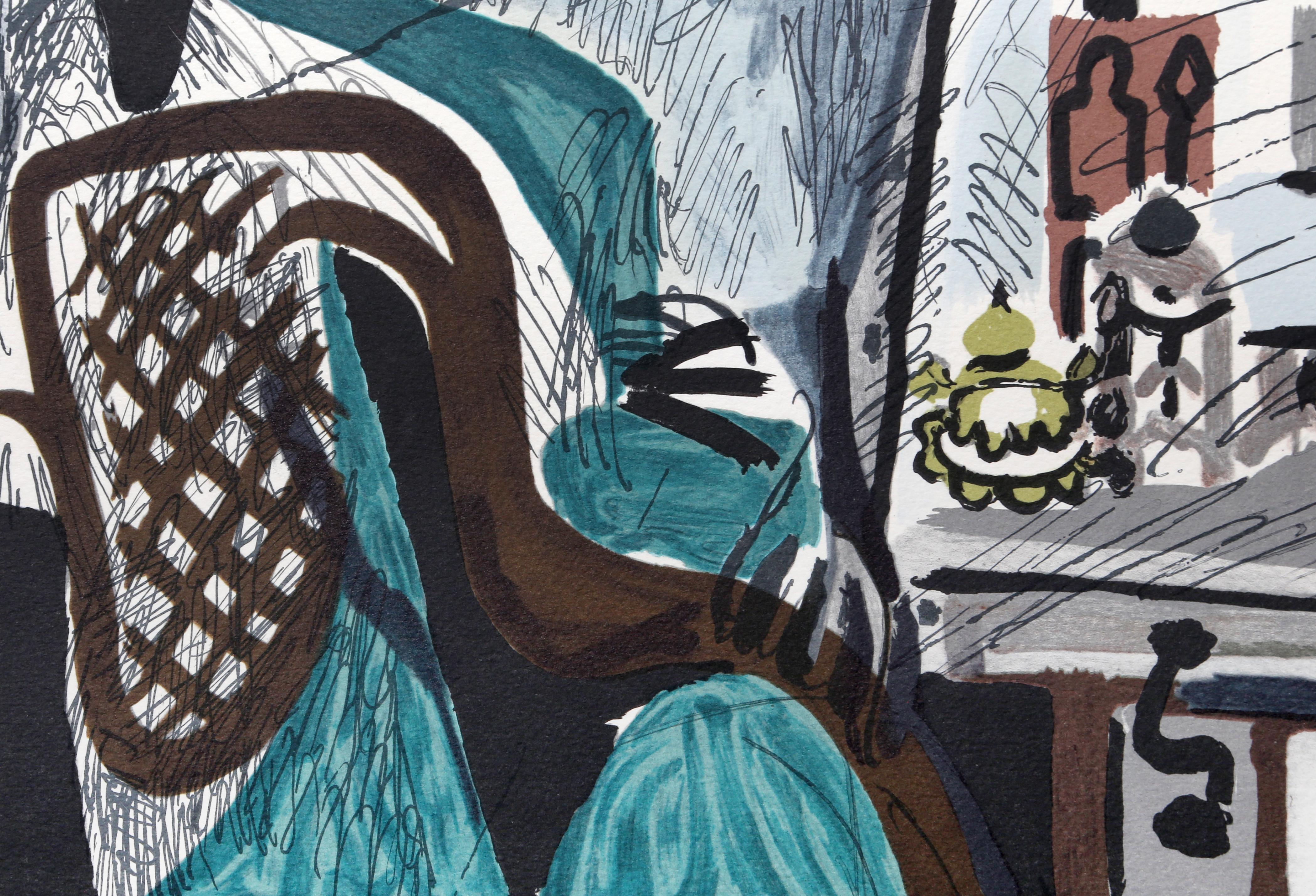 Femme Dans L'Atelier, Cubist Lithograph by Pablo Picasso For Sale 1