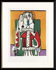 Vintage Femme dans un Fauteuil, Cubist Portrait, Pablo Picasso