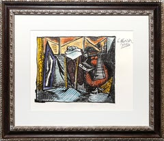 „Zeichnende Frau“, „Schlummernde Frau“, kubistische Lithografie auf Arches-Papier nach Pablo Picasso