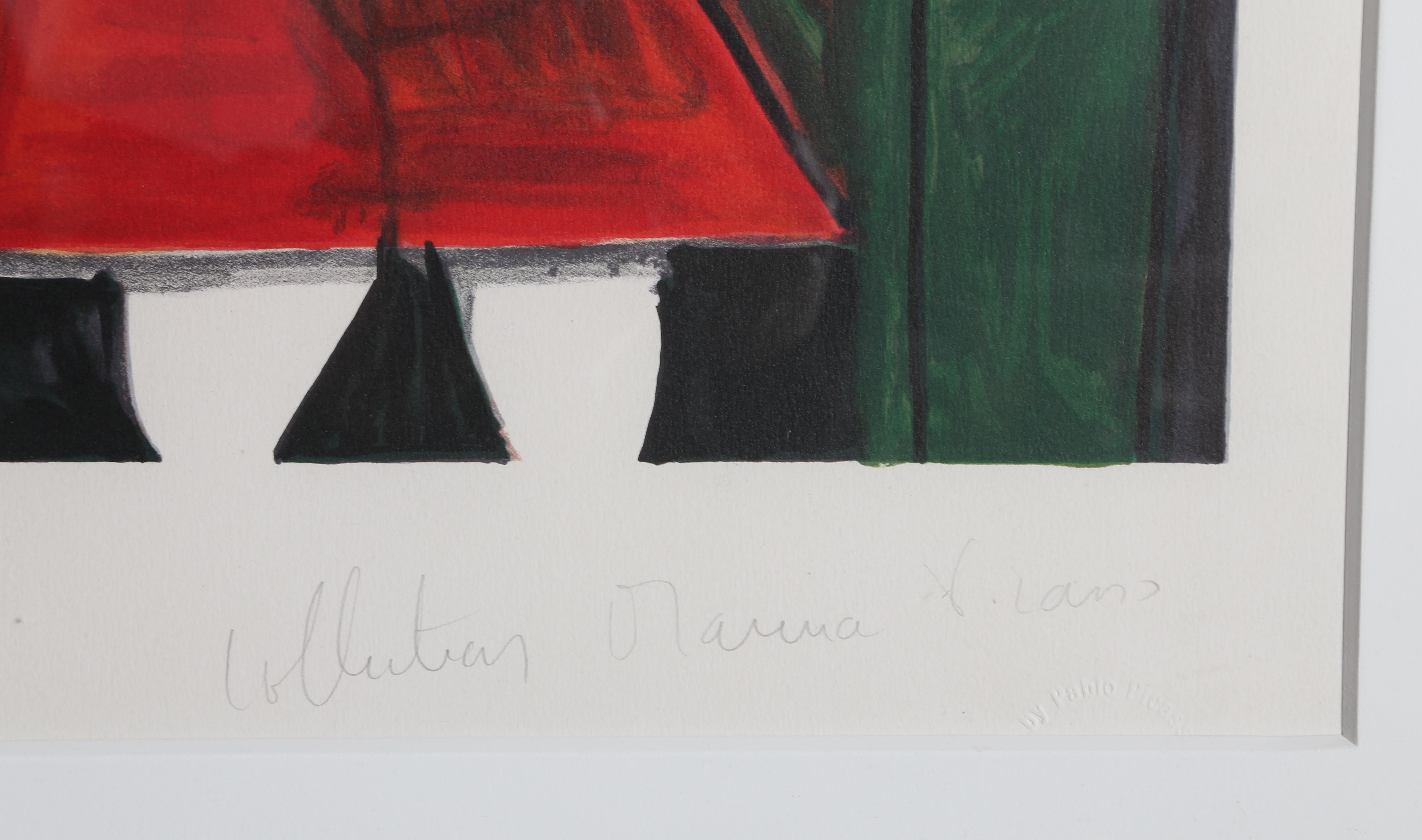Femme en Rouge sur Fauteuil, Cubist Lithograph by Pablo Picasso For Sale 1