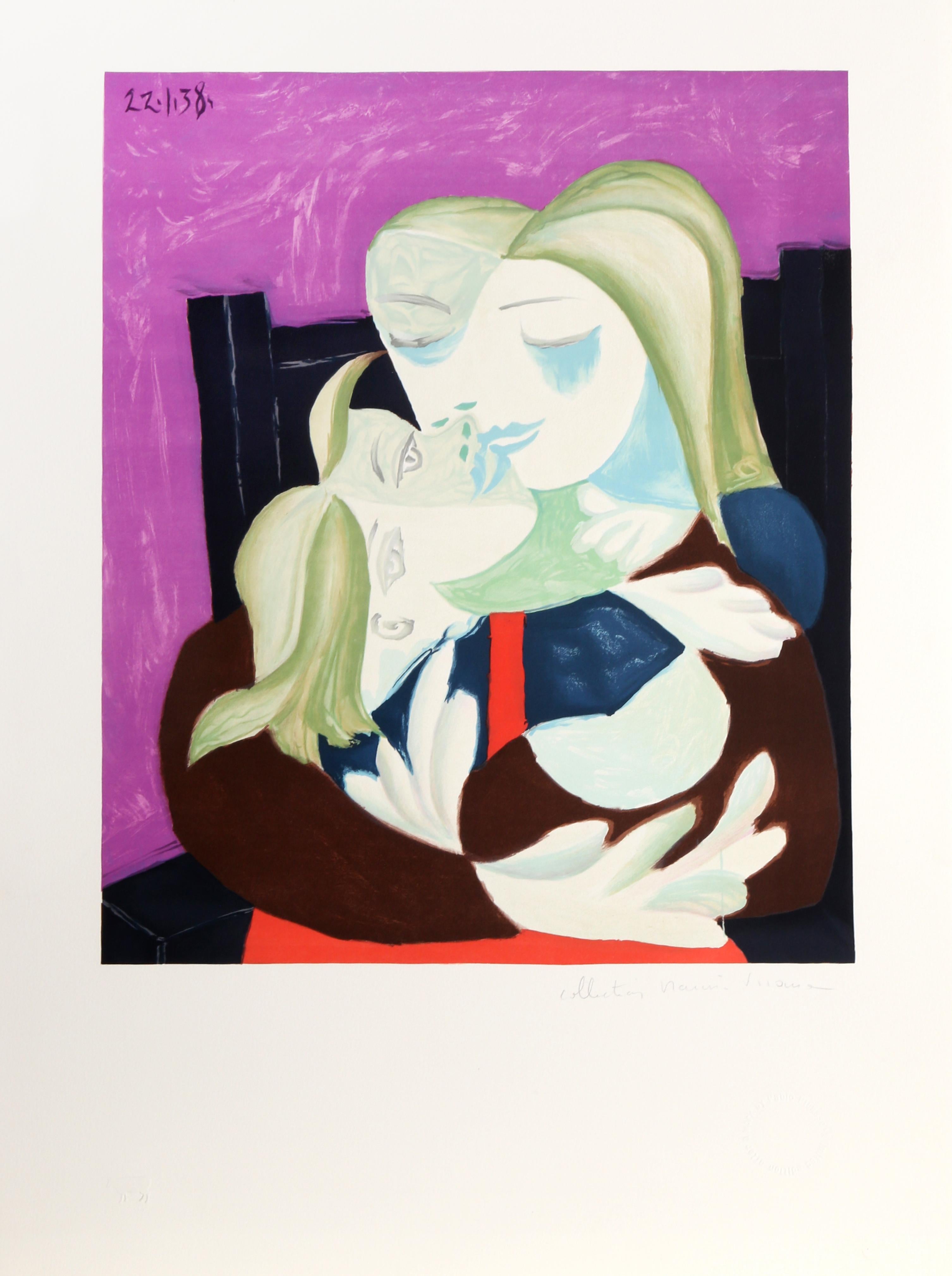 Pablo Picasso Abstract Print – Enfant Enlaces von Femme et Enfant