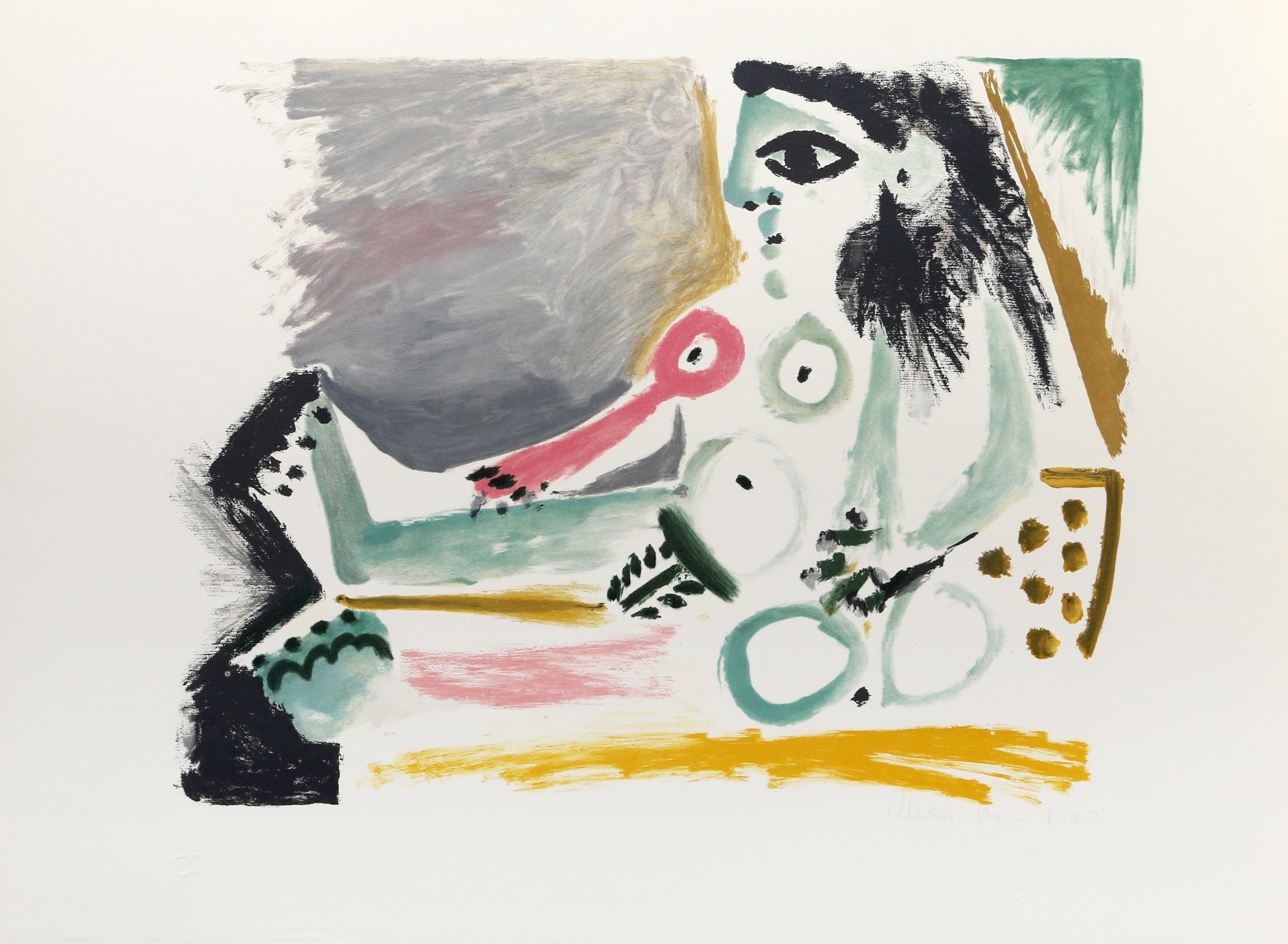 Abstract Print Pablo Picasso - Femme nue en assise