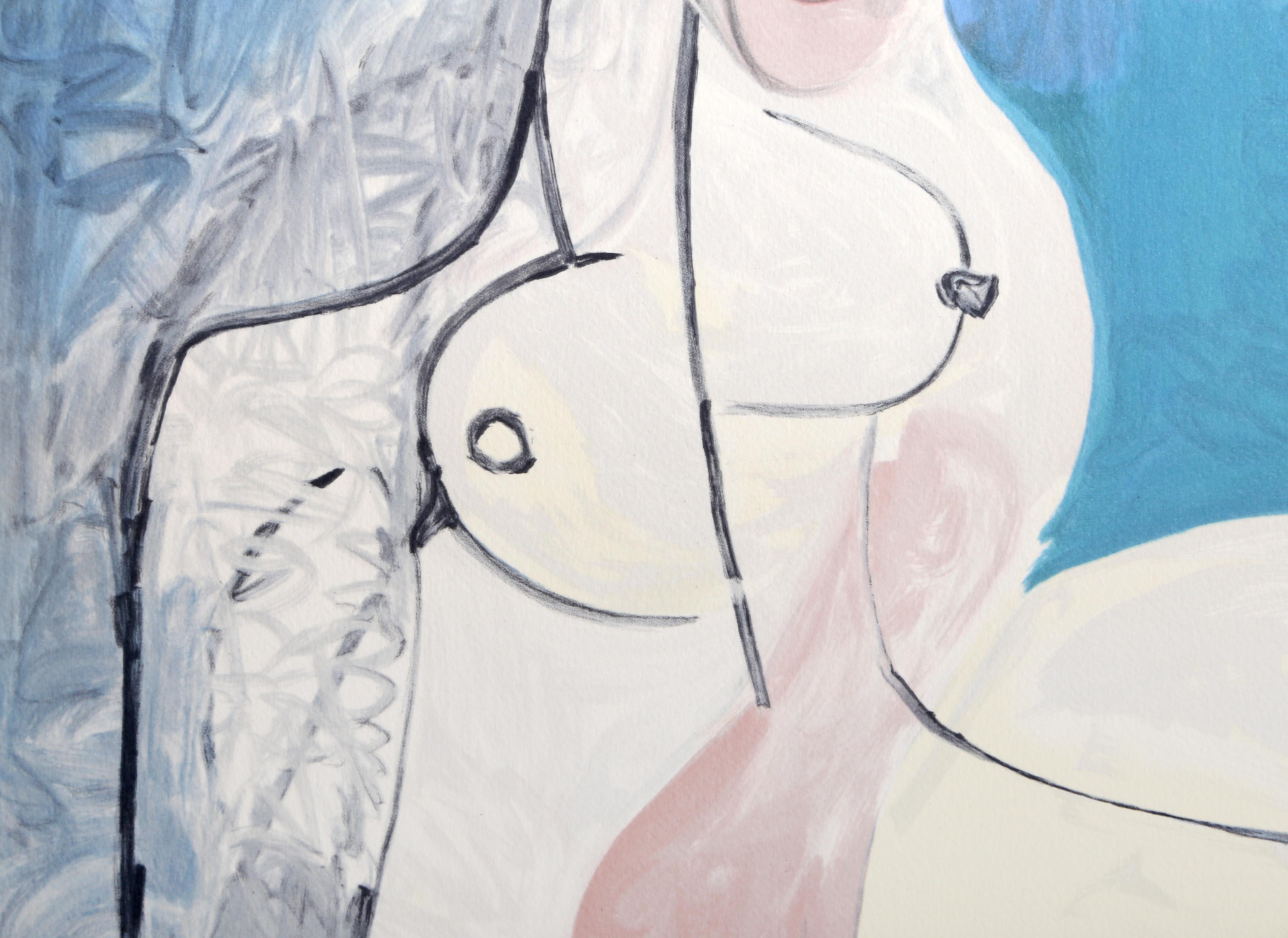 Femme Nue Assise dans l’Herbe, Cubist Lithograph by Pablo Picasso For Sale 1