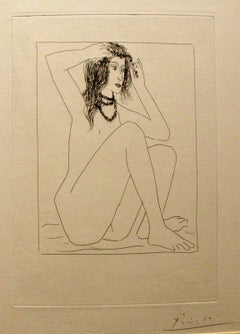Femme nue se Couronnant de Fleurs - Gravure de Pablo Picasso - 1930