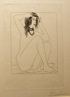 Femme nue se couronnant de fleurs - From the "Suite Vollard" by P. Picasso