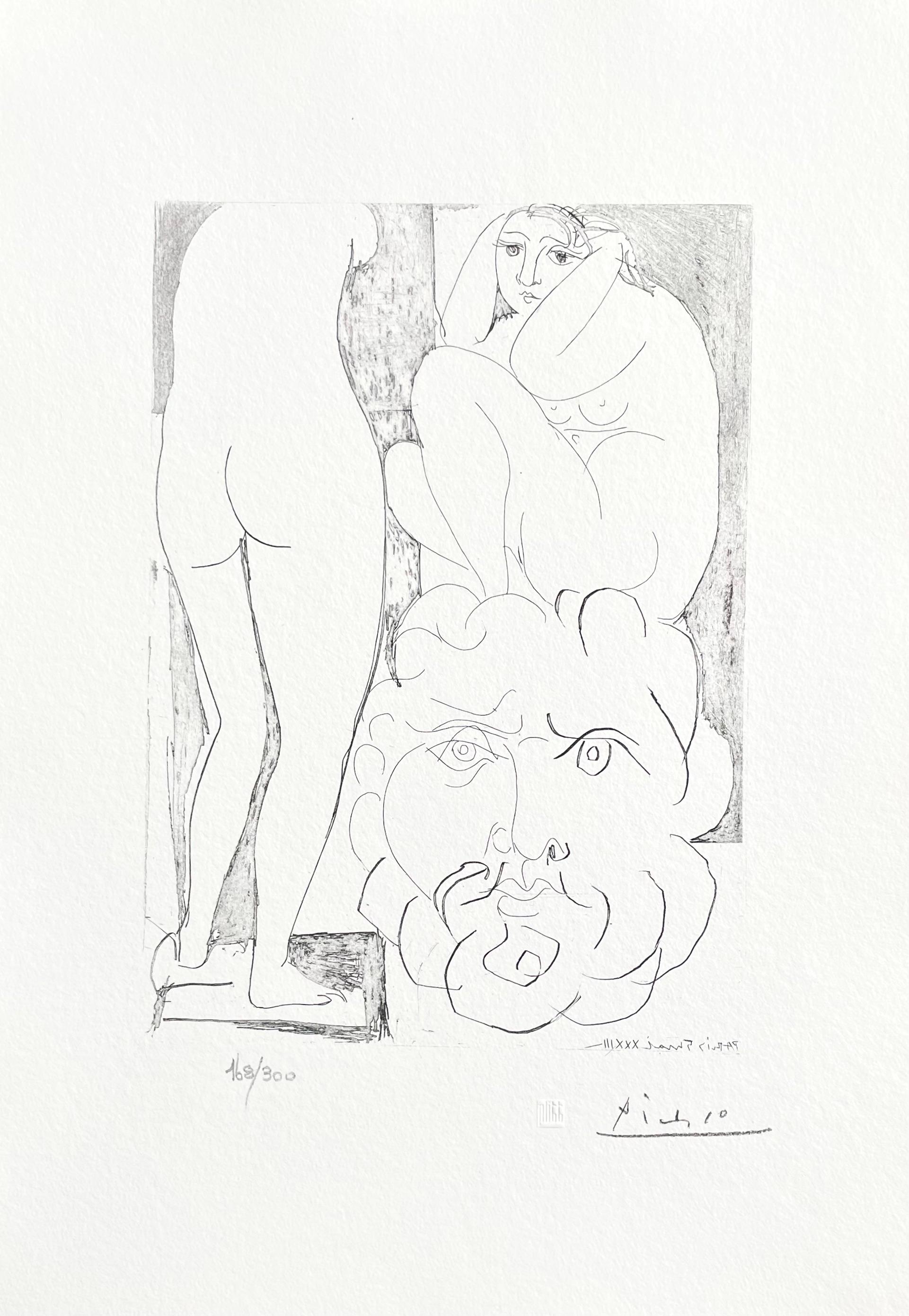 Picasso, Femme Songeuse et Inquiète dans L'atelier de Sculpture (d'après) - Print de Pablo Picasso