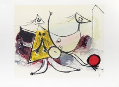 Femme sur la Plage Jouant au Ballon, Lithographie nach Pablo Picasso, Femme sur la Plage Jouant