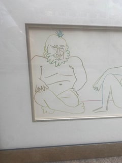 Figure with Female Nude- lithograph by Pablo Picasso from Verve Series