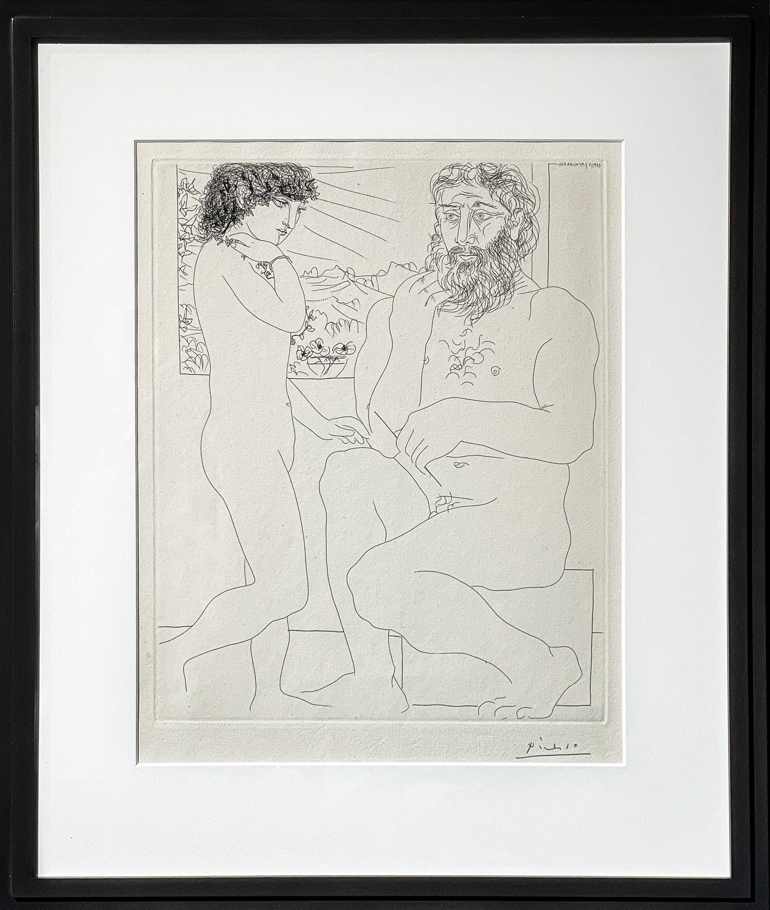 Aguafuerte figurativo de Picasso, "Sculpteur et Modèle Debout", 1933