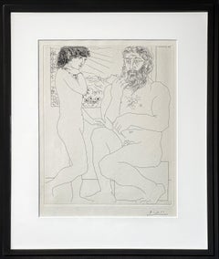 Aguafuerte figurativo de Picasso, "Sculpteur et Modèle Debout", 1933