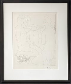 Aguafuerte figurativo de Picasso, "Trois Femmes nues et une Coupe d'Anémones", 1933