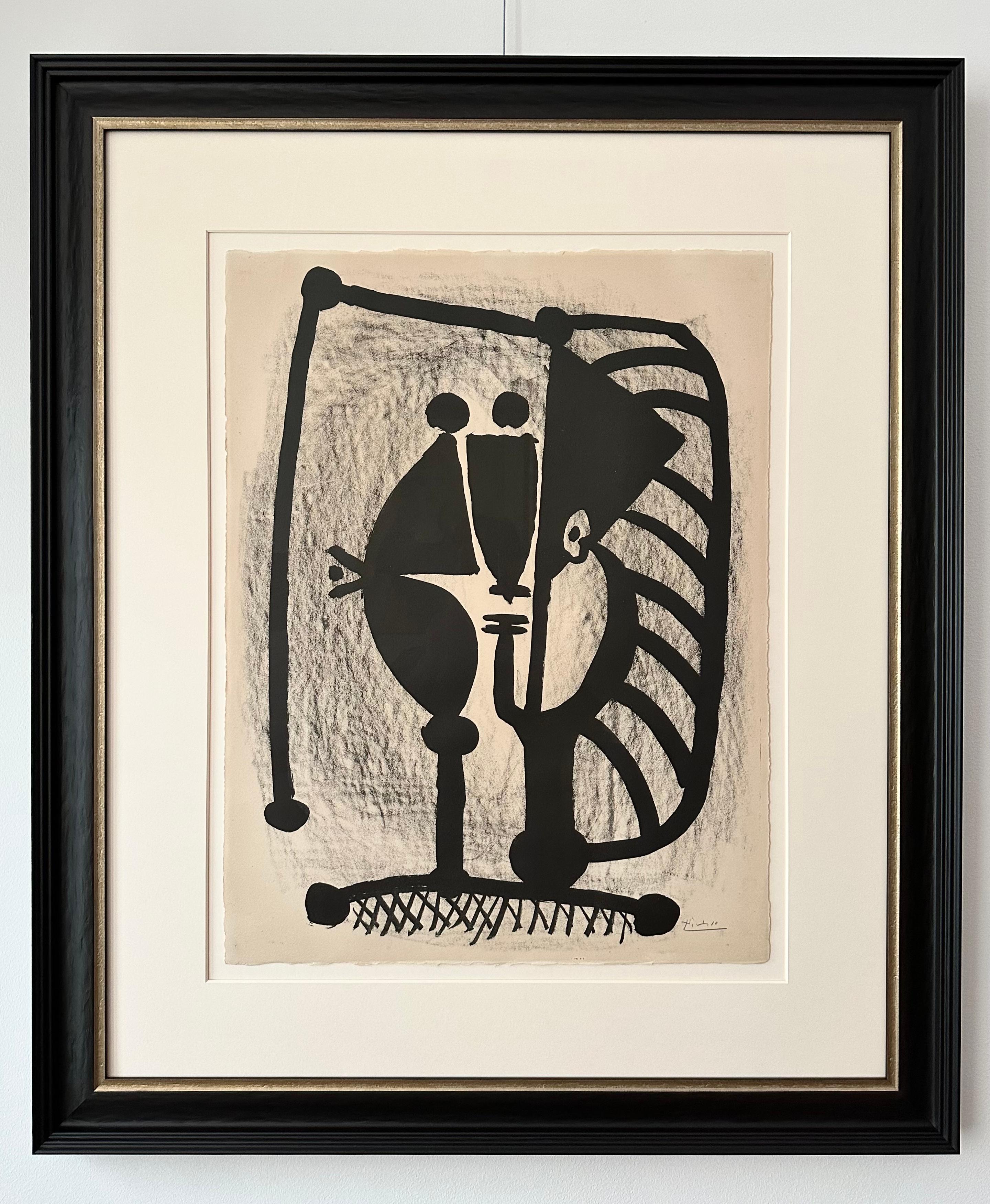 Pablo Picasso- Pablo Picasso- Figur 1948 Medium

Lithographie auf cremefarbenem Arches-Papier (mit Archers-Wasserzeichen), 1948

Abmessungen:
Blattgröße: 66,0 x 50,0 cm 
Rahmengröße: 99,0 x 84,0 cm

Signatur & Auflage:
Einer von nur 5 unnummerierten