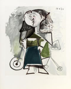 Fillette au Tricycle, Cubist Lithograph after Pablo Picasso