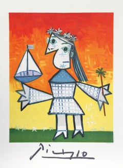 Fillette Couronee au Bateau, lithographie d'après Pablo Picasso