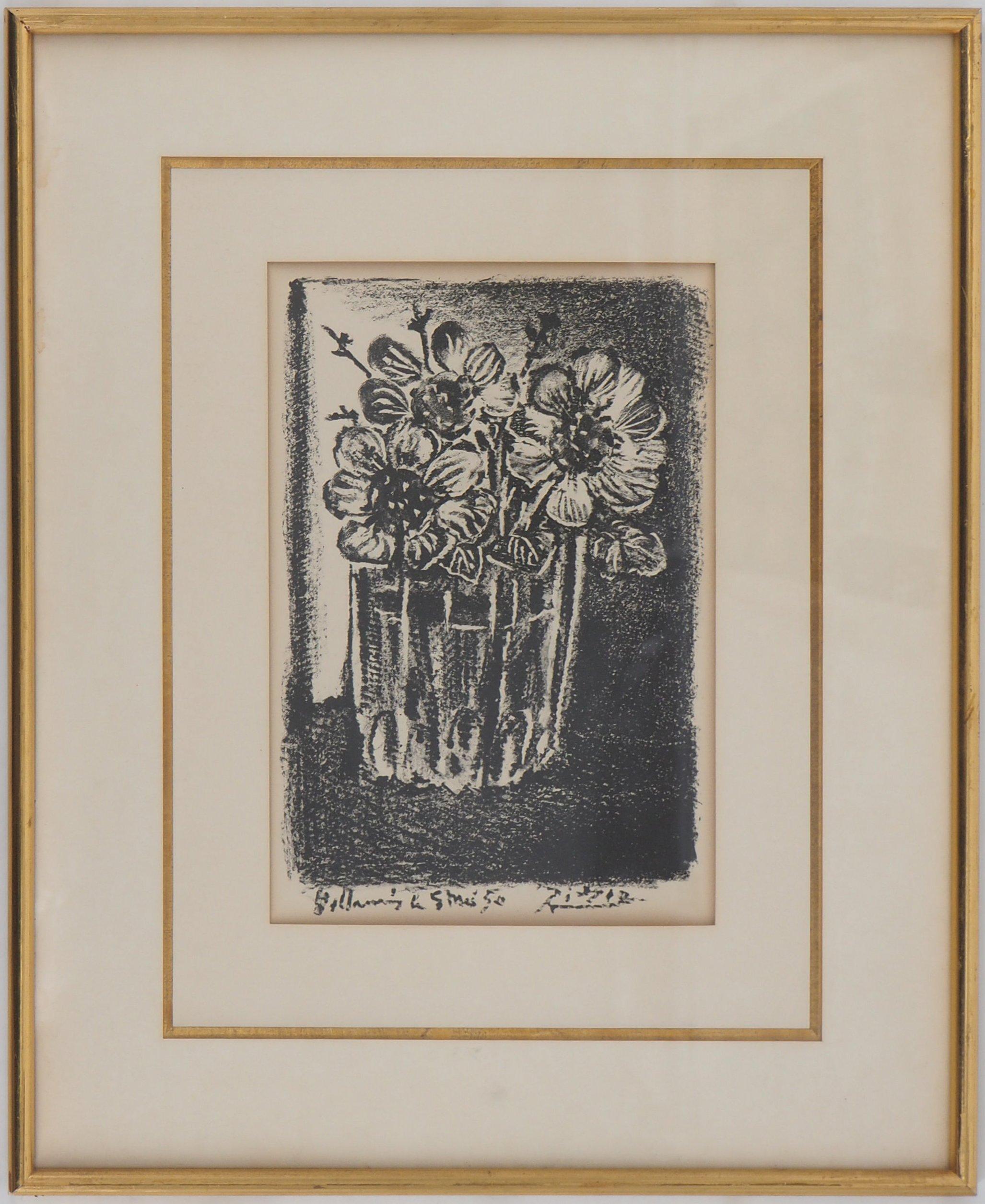 Pablo Picasso Figurative Print - Flowers in a vase - Original lithograph (Mourlot #189)