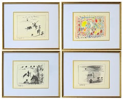 Vier Originallithographien, Serie Los Toros, gerahmt, 1961, modern