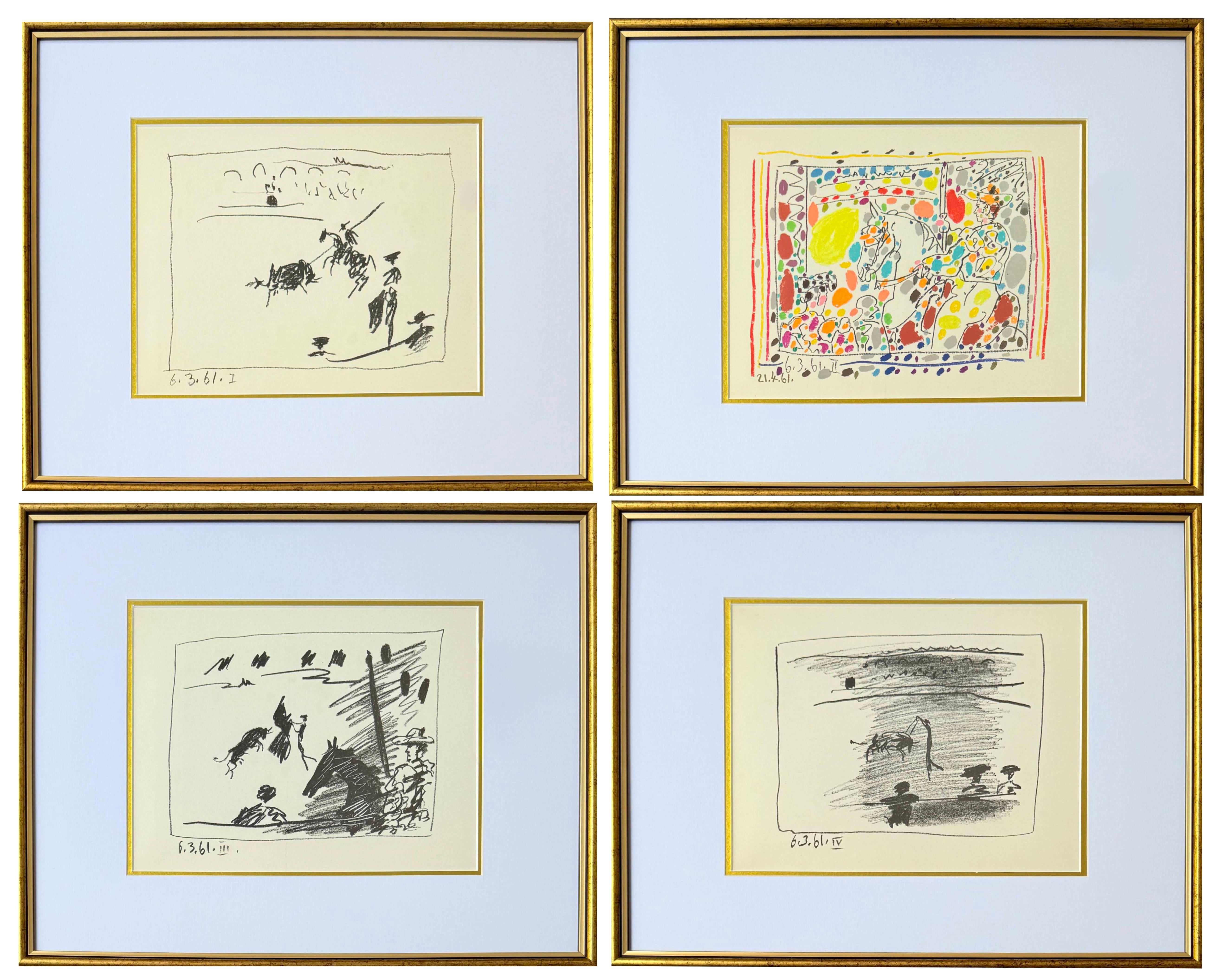 Four Original Lithographs, A Los Toros Series, Framed, 1961, Modern