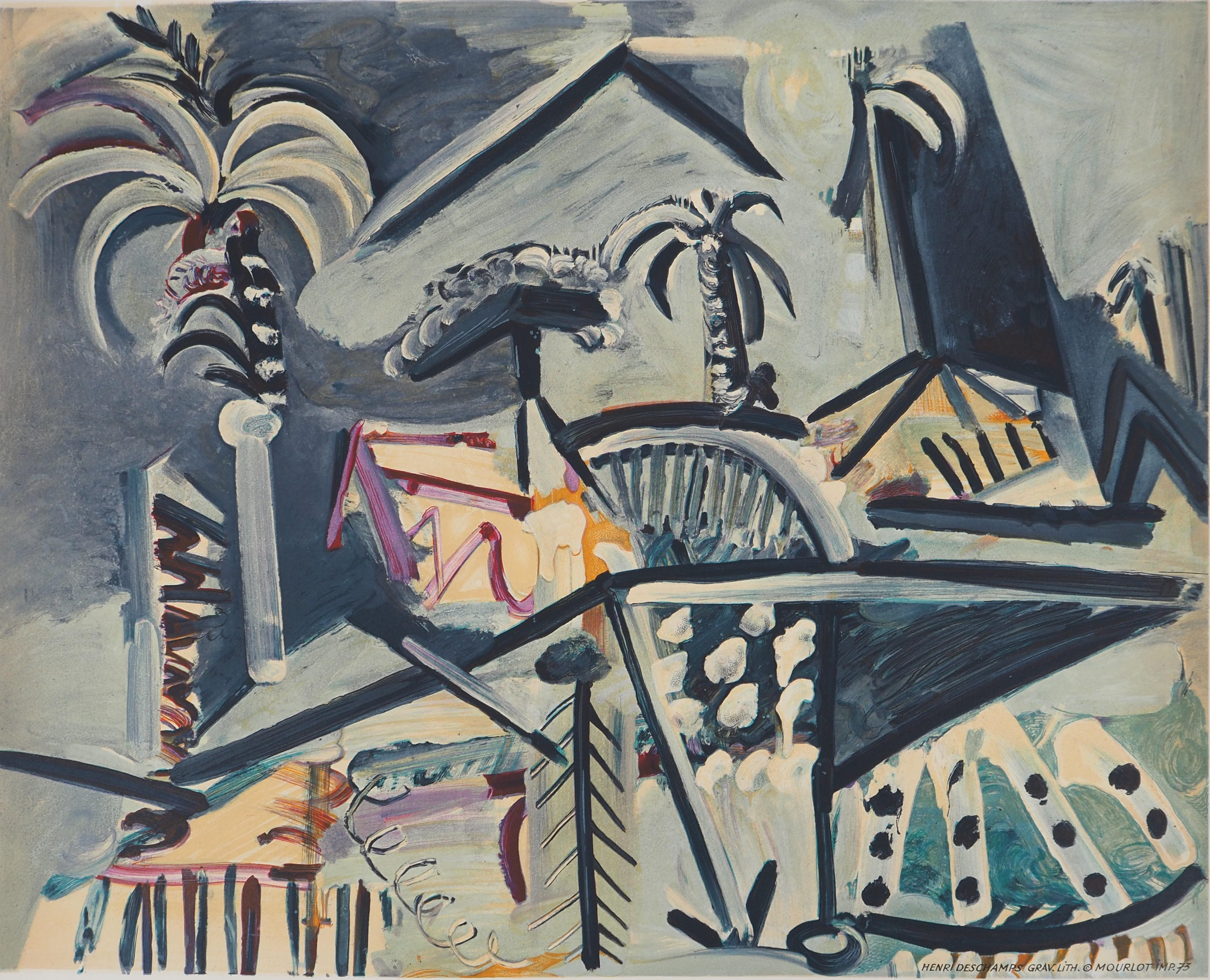 French Riviera : Landscape in Mougins - Lithograph (Mourlot) - Ref. Rodrigo #25 - Print by Pablo Picasso
