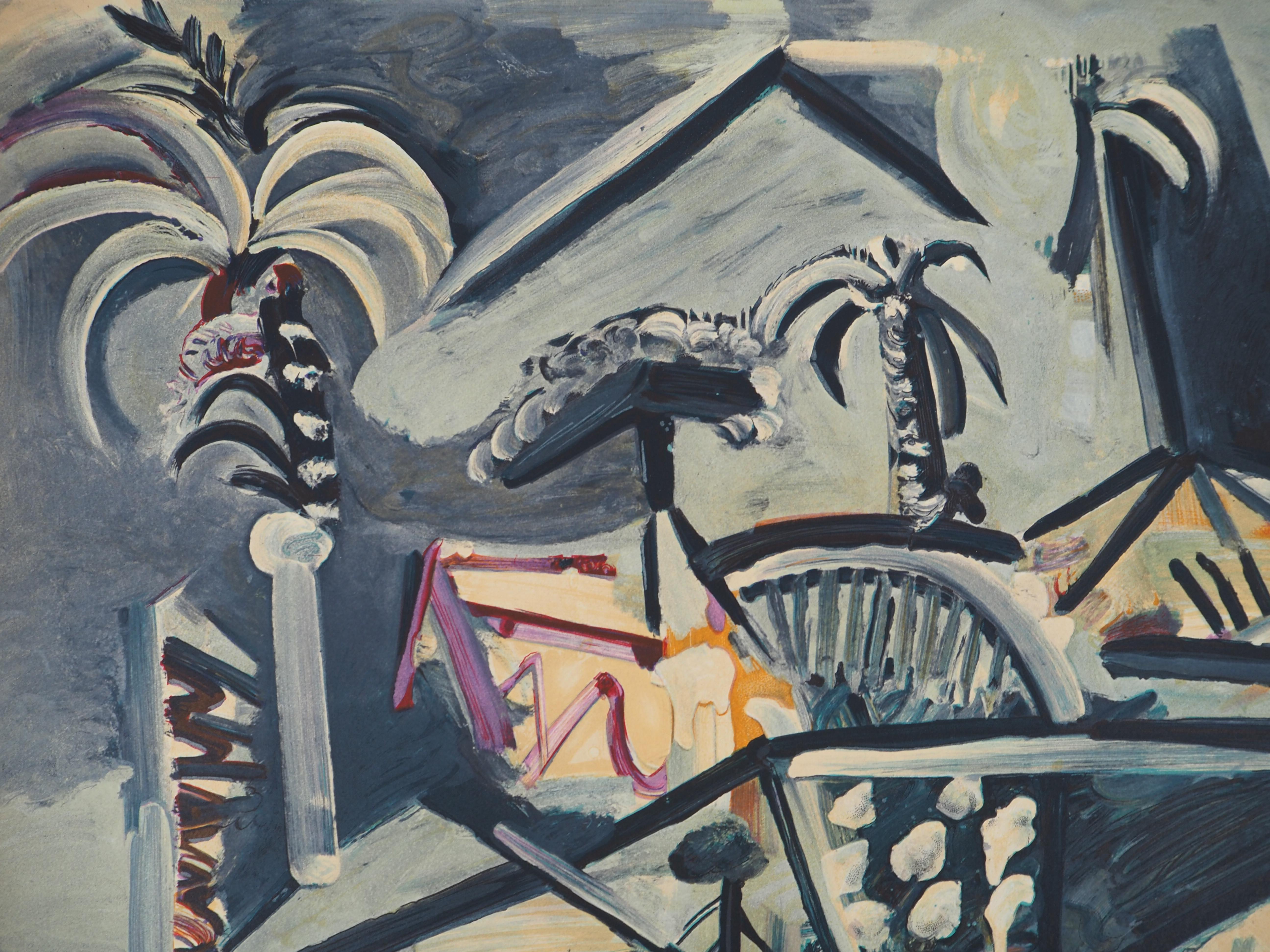 French Riviera : Landscape in Mougins - Lithograph (Mourlot) - Ref. Rodrigo #25 - Modern Print by Pablo Picasso