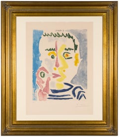 Fumeur a la Cigarette Blanche - Cubist Portrait, Aquatint on Paper, 1965