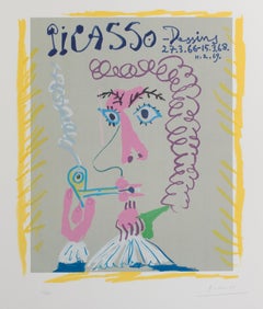 "'Fumeur' from Picasso Dessins, " color lithograph by Pablo Picasso