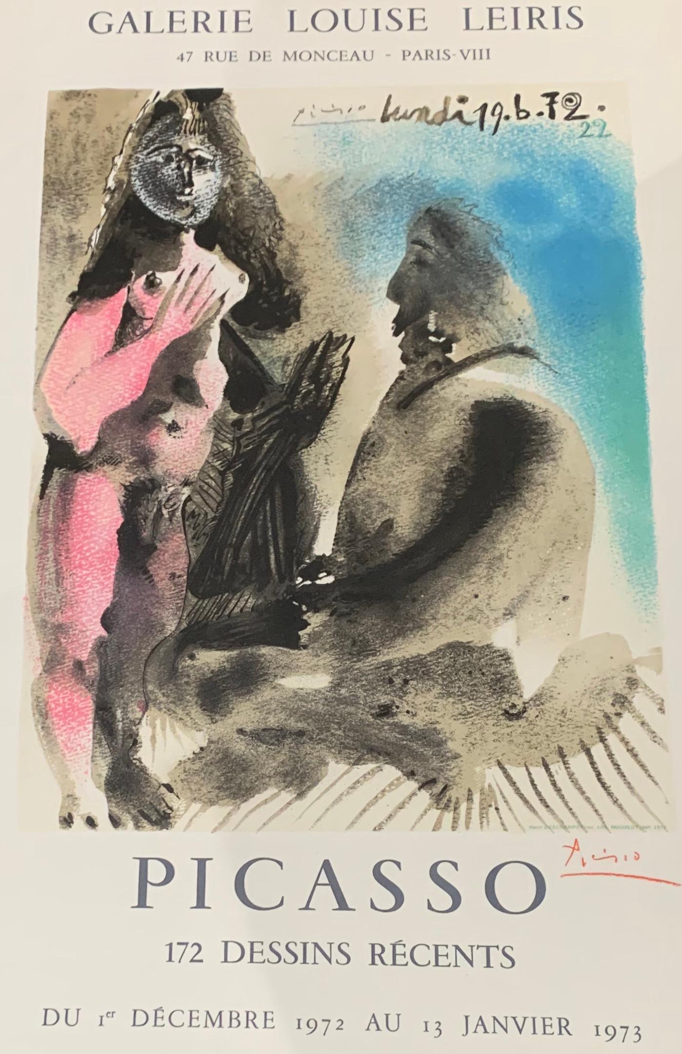 (after) Pablo Picasso Figurative Print - Exhibition Poster for the Galerie Louise Leiris