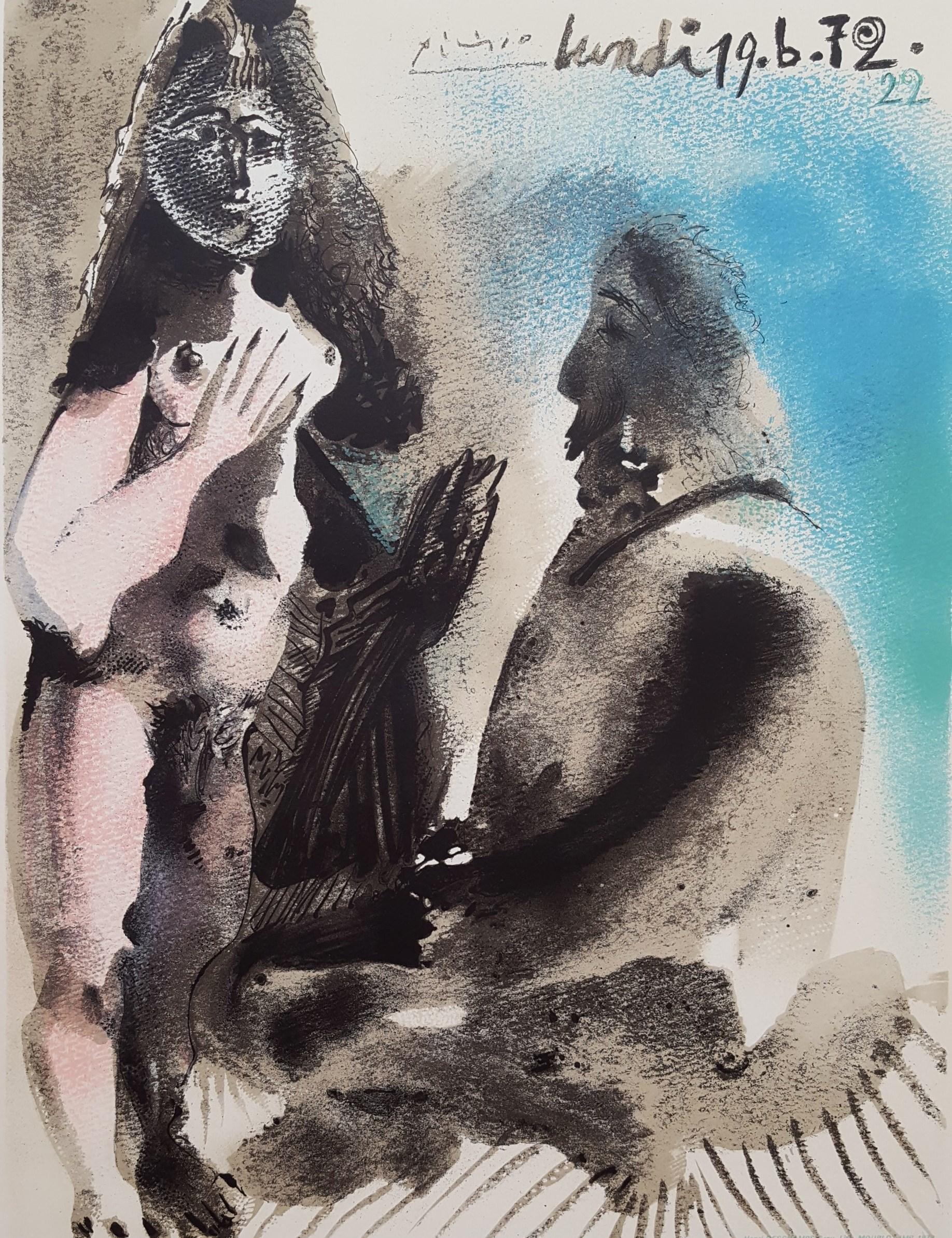 Affiche de la Galerie Louise Leiris (Le peintre et son modèle) /// Pablo Picasso nu en vente 1