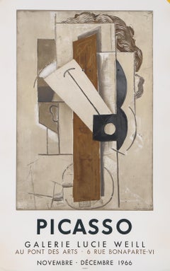 Galerie Lucie Weill, affiche cubiste en photolithographie d'après Pablo Picasso