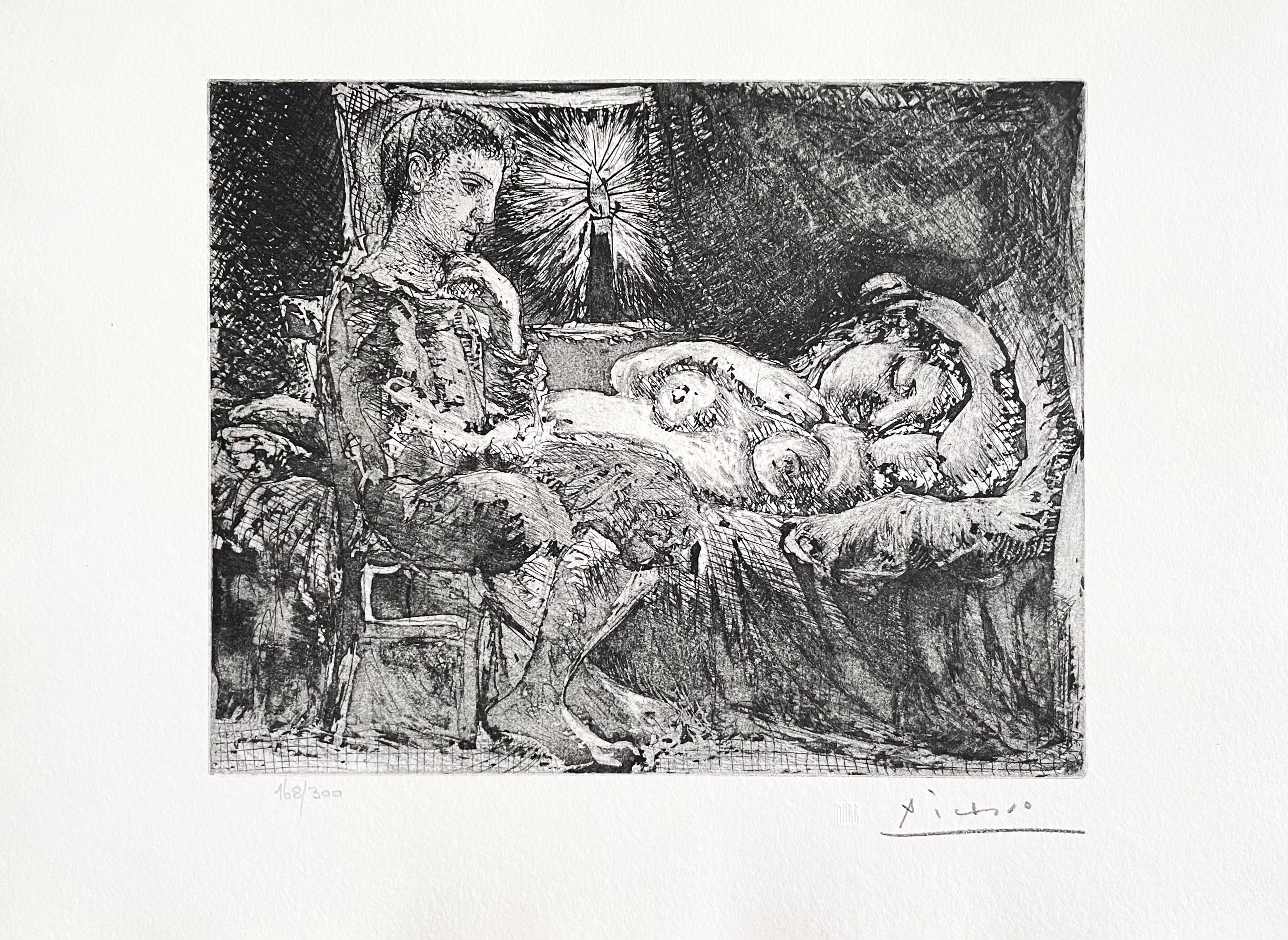 Picasso (nach), Garçon et Dormeuse à la Chandelle  – Print von Pablo Picasso