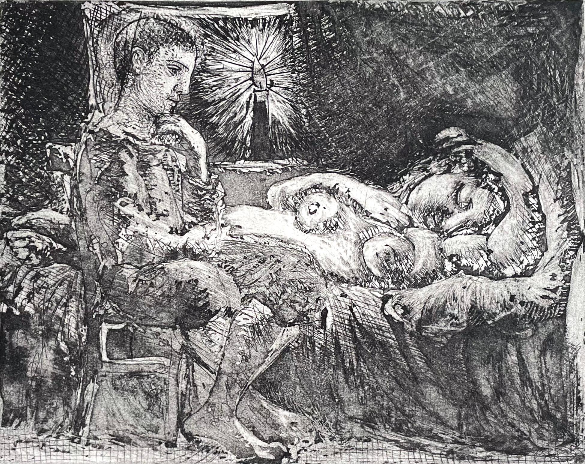 Pablo Picasso Figurative Print – Picasso (nach), Garçon et Dormeuse à la Chandelle 