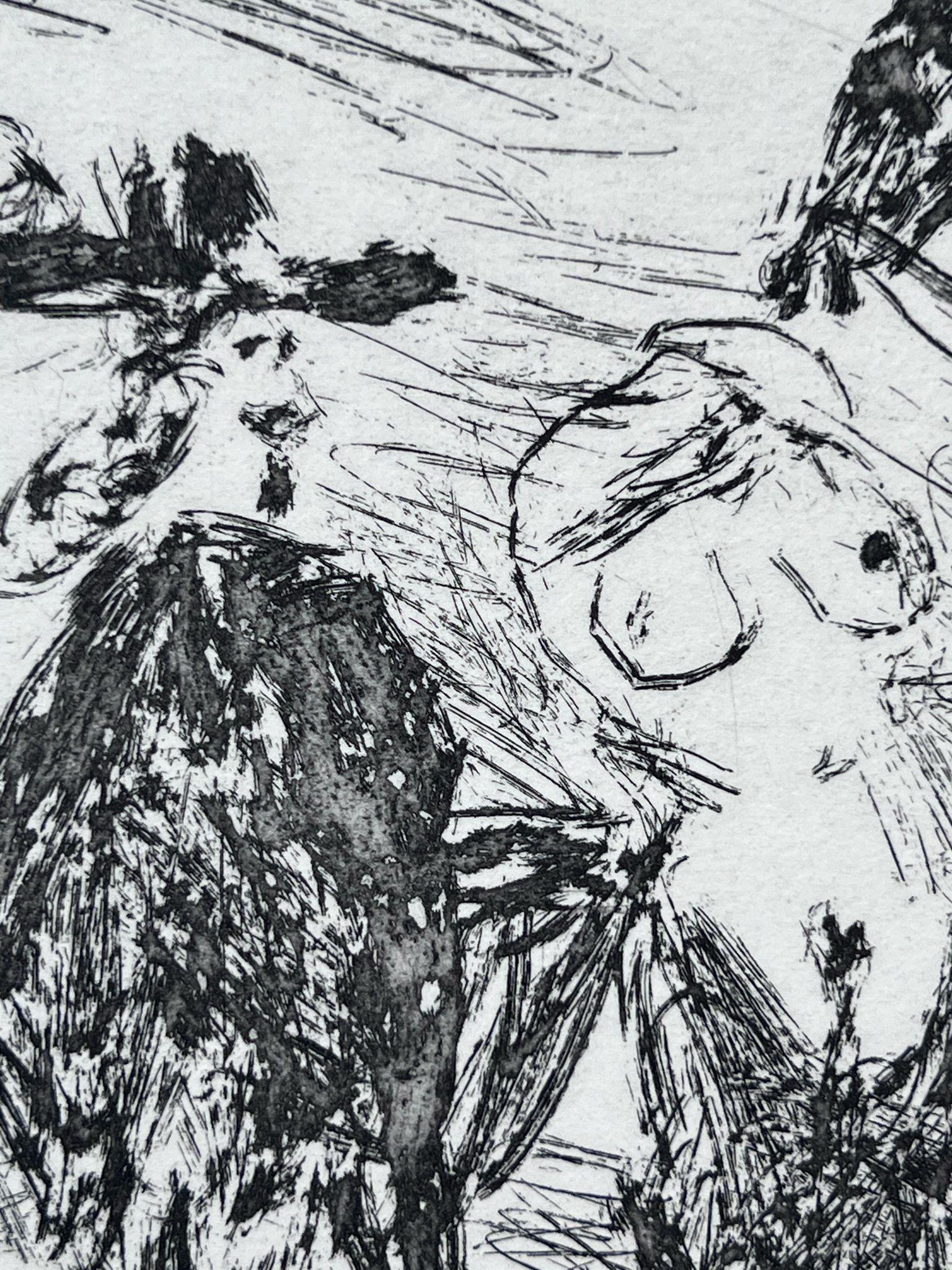 Caballero, mujer vergonzosa y reitre - Abstract Print Gris de Pablo Picasso