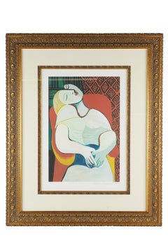 Giltwood Framed "Le reve " Lithograph After Picasso 