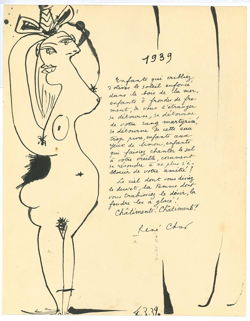 Girl is an original litography realized by Pablo Picasso in 1939. Not signed.

The artwork represents the illustration for a poem by René Char.

In good conditions on a yellowed paper.

Pablo Picasso (1881-1973) was a world-famous Spanish painter