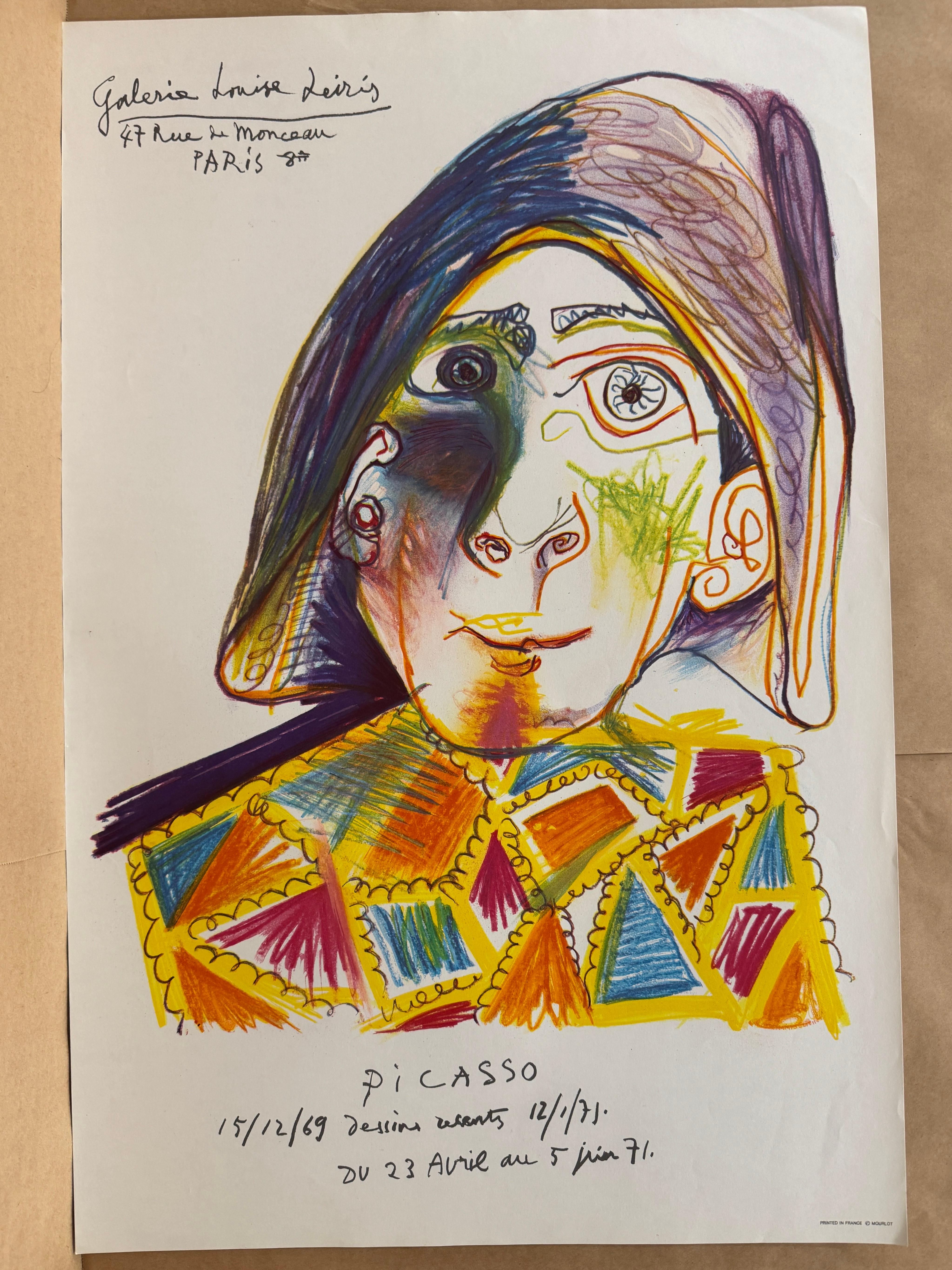 Harlequin - Galerie Louise Leiris by Pablo Picasso, 1971 For Sale 1