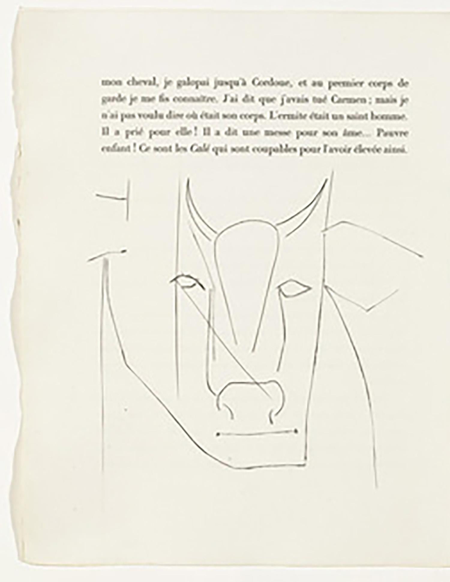 Kopf eines Stiers (Teller XXXII), von Carmen – Print von Pablo Picasso