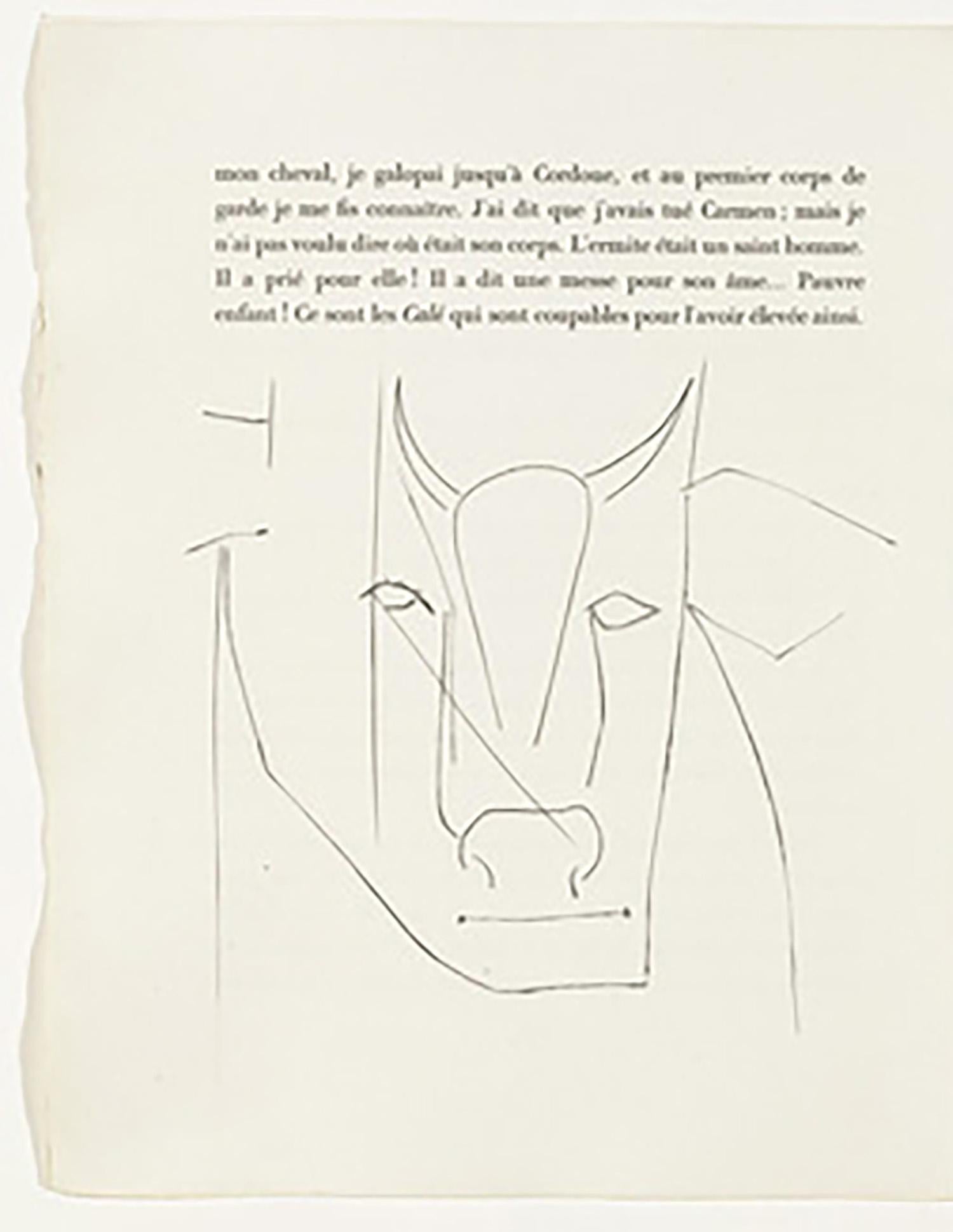 Cabeza de toro (Lámina XXXII), de Carmen - Print de Pablo Picasso